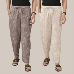 Combo of 2 Cotton Men Handloom Pant Maroon and Beige-39988