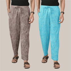 Combo of 2 Cotton Men Handloom Pant Maroon and Cyan-40087