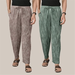 Combo of 2 Cotton Men Handloom Pant Maroon and Gray-40105