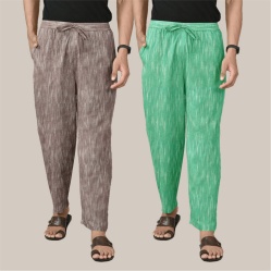 Combo of 2 Cotton Men Handloom Pant Maroon and Green-40098