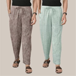 Combo of 2 Cotton Men Handloom Pant Maroon and Light Gray-40102
