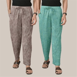 Combo of 2 Cotton Men Handloom Pant Maroon and Olive Green-40042