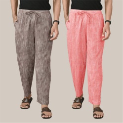 Combo of 2 Cotton Men Handloom Pant Maroon and Peach-40003