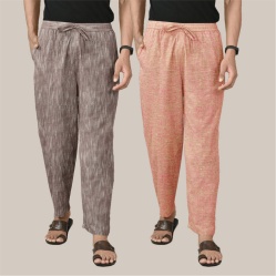 Combo of 2 Cotton Men Handloom Pant Maroon and Peach-40063