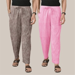 Combo of 2 Cotton Men Handloom Pant Maroon and Pink-40017