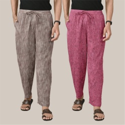 Combo of 2 Cotton Men Handloom Pant Maroon and Purple-40053