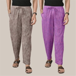 Combo of 2 Cotton Men Handloom Pant Maroon and Purple-40080