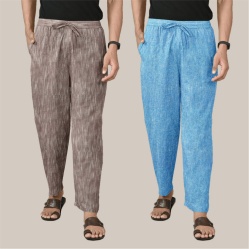 Combo of 2 Cotton Men Handloom Pant Maroon and Sky Blue-40093
