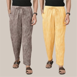 Combo of 2 Cotton Men Handloom Pant Maroon and Yellow-40107