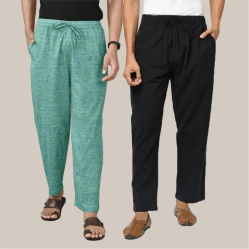 Combo of 2 Cotton Men Handloom Pant Olive Green and Black-39944