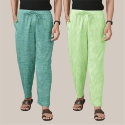 Combo of 2 Cotton Men Handloom Pant Olive Green and Parrot Green-40019