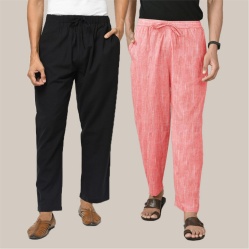 Combo of 2 Cotton Men Handloom Pant Peach and Black-39941