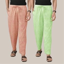 Combo of 2 Cotton Men Handloom Pant Peach and Parrot Green-40021