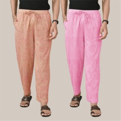 Combo of 2 Cotton Men Handloom Pant Peach and Pink-40008