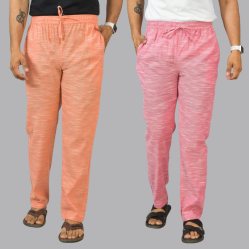 Combo of 2 Cotton Men Handloom Pant Peach and Pink-44456