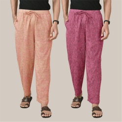 Combo of 2 Cotton Men Handloom Pant Peach and Purple-40044