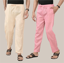 Combo of 2 Cotton Men Handloom Pant Pink and Pink-36707
