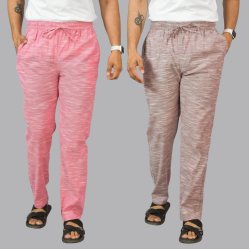 Combo of 2 Cotton Men Handloom Pant Pink and Purple-44462