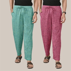 Combo of 2 Cotton Men Handloom Pant Purple and Olive Green-40032