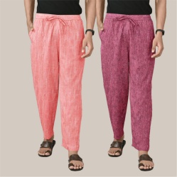Combo of 2 Cotton Men Handloom Pant Purple and Peach-39993