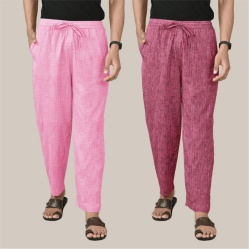 Combo of 2 Cotton Men Handloom Pant Purple and Pink-40007