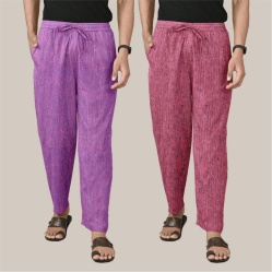 Combo of 2 Cotton Men Handloom Pant Purple and Purple-40046