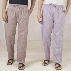 Combo of 2 Cotton Men Handloom Pant Purple and Purple-49308