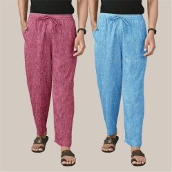 Combo of 2 Cotton Men Handloom Pant Sky Blue and Purple-40048