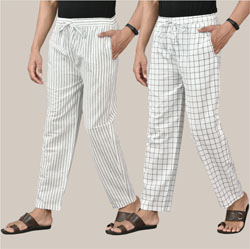 Combo of 2 Cotton Men Handloom Pant White and White-36743