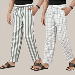Combo of 2 Cotton Men Handloom Pant White and White-36745