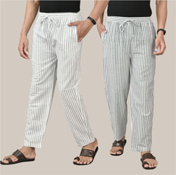 Combo of 2 Cotton Men Handloom Pant White and White-36746