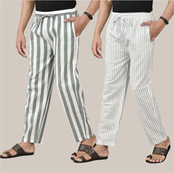 Combo of 2 Cotton Men Handloom Pant White and White-36747