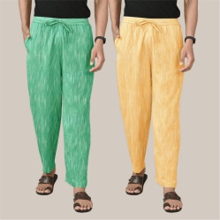 Combo of 2 Cotton Men Handloom Pant Yellow and Green-40097