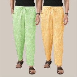 Combo of 2 Cotton Men Handloom Pant Yellow and Parrot Green-40029