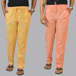 Combo of 2 Cotton Men Handloom Pant Yellow and Peach-44445