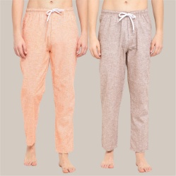 Combo of 2 Cotton Men Handloom Pyjama Pant Beige and Peach-39498