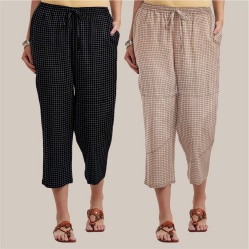 Combo of 2 Cotton Women Culottes Beige and Black-39510