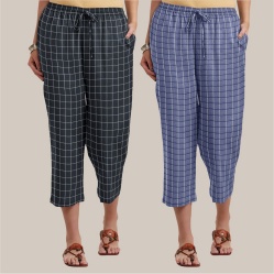 Combo of 2 Cotton Women Culottes Black and Blue-39614