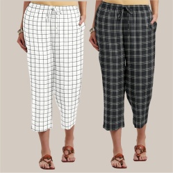 Combo of 2 Cotton Women Culottes Black and White-39588