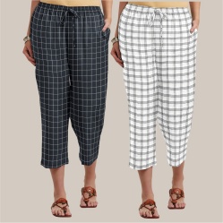 Combo of 2 Cotton Women Culottes Black and White-39608