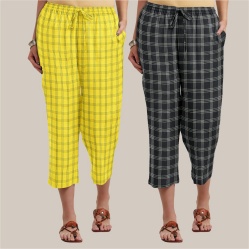 Combo of 2 Cotton Women Culottes Black and Yellow-39573