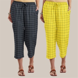Combo of 2 Cotton Women Culottes Black and Yellow-39578