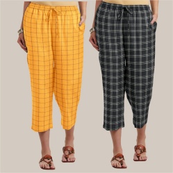 Combo of 2 Cotton Women Culottes Black and Yellow-39594