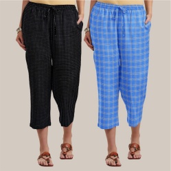 Combo of 2 Cotton Women Culottes Blue and Black-39520
