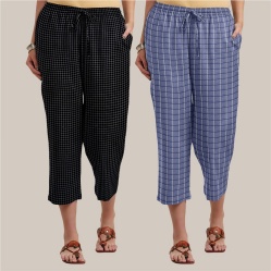 Combo of 2 Cotton Women Culottes Blue and Black-39522