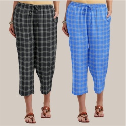 Combo of 2 Cotton Women Culottes Blue and Black-39601