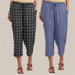 Combo of 2 Cotton Women Culottes Blue and Black-39603