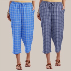 Combo of 2 Cotton Women Culottes Blue and Blue-39610