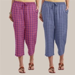 Combo of 2 Cotton Women Culottes Blue and Purple-39547