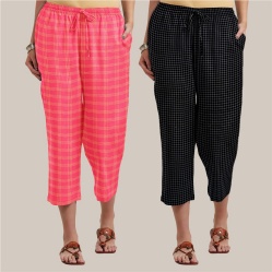 Combo of 2 Cotton Women Culottes Peach and Black-39521